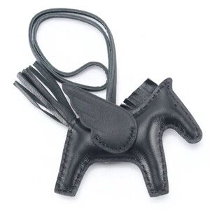 Hermes Black Grigri Rodeo Pegase Lambskin Leather Bag Charm